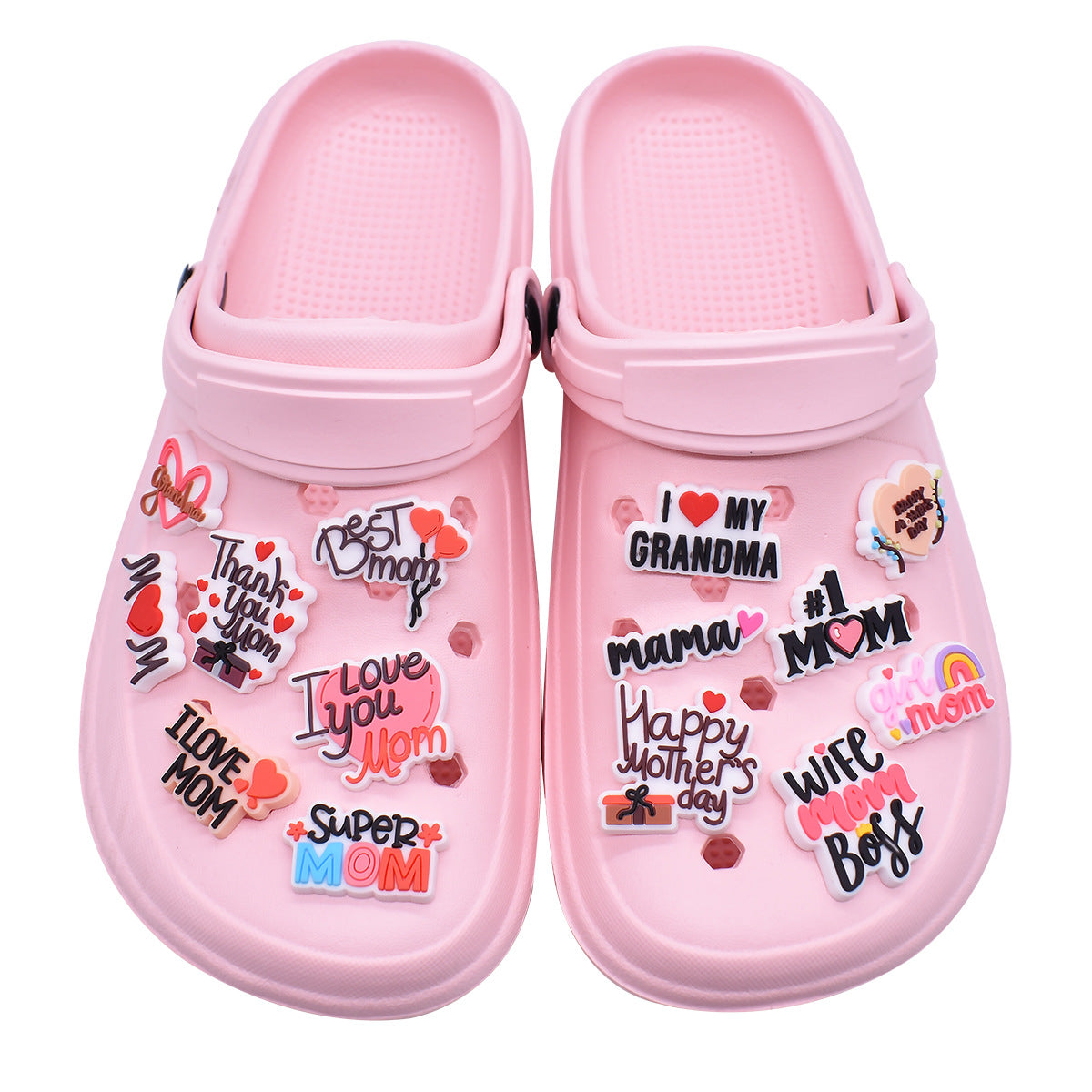 Wholesale 100PCS/PACK Mother's Day Series Silicone Shoe Floral Buckle Accessories