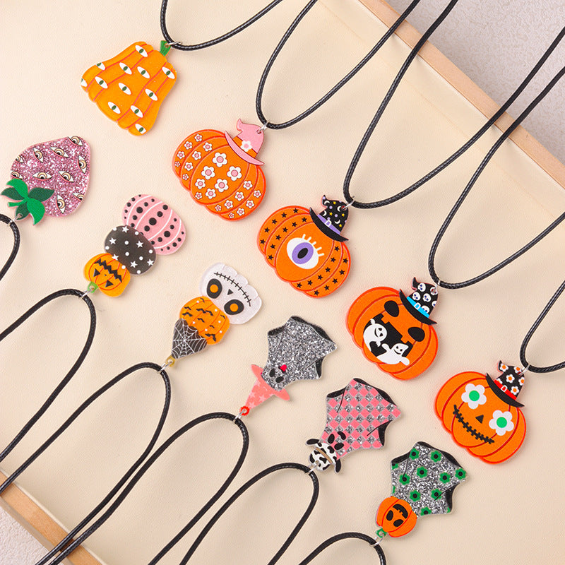 Wholesale Hot Sale Halloween Series Cartoon Fun Ghost Pumpkin Necklace