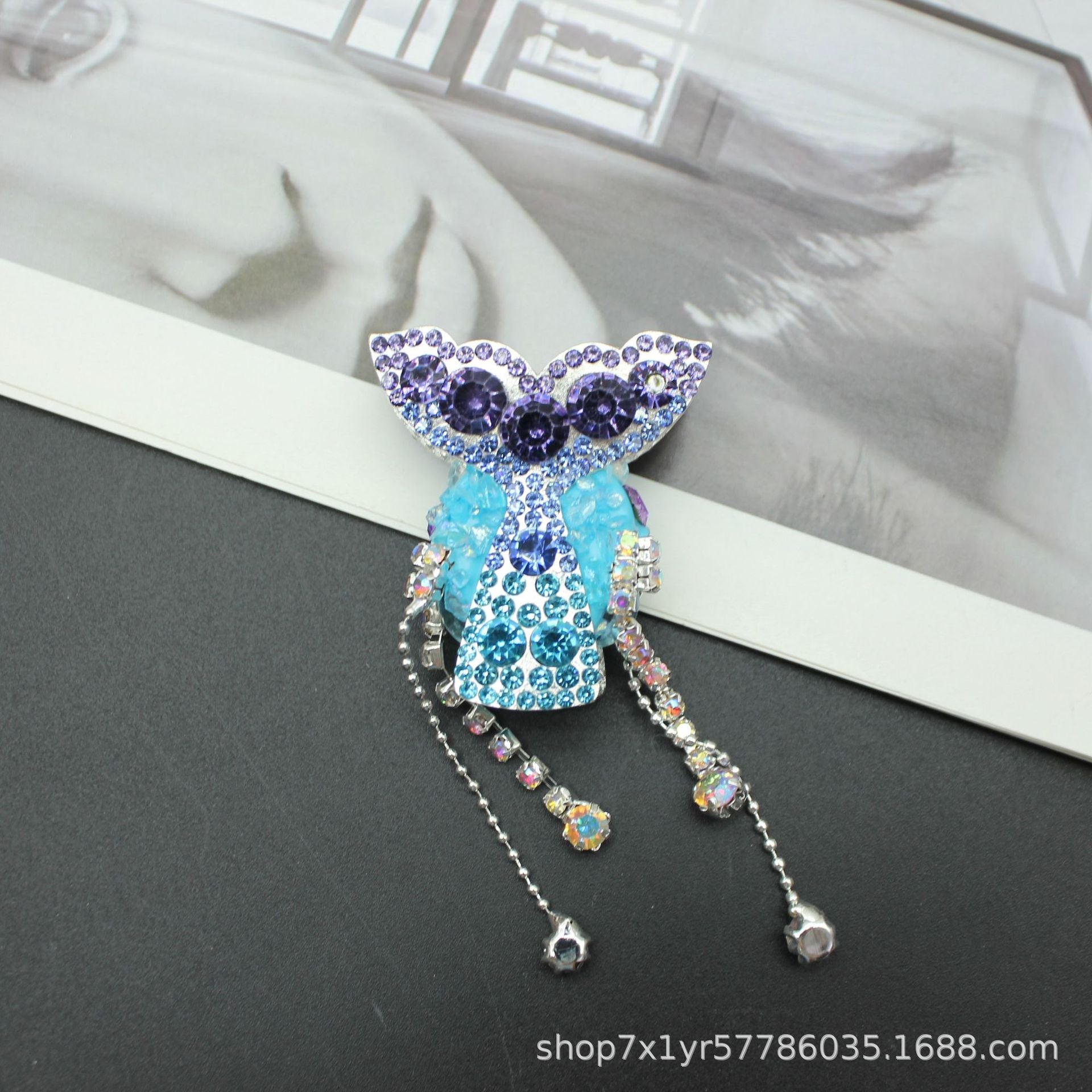 Wholesale Full diamond double-sided mermaid tail tassel inlaid alloy straight hole beads