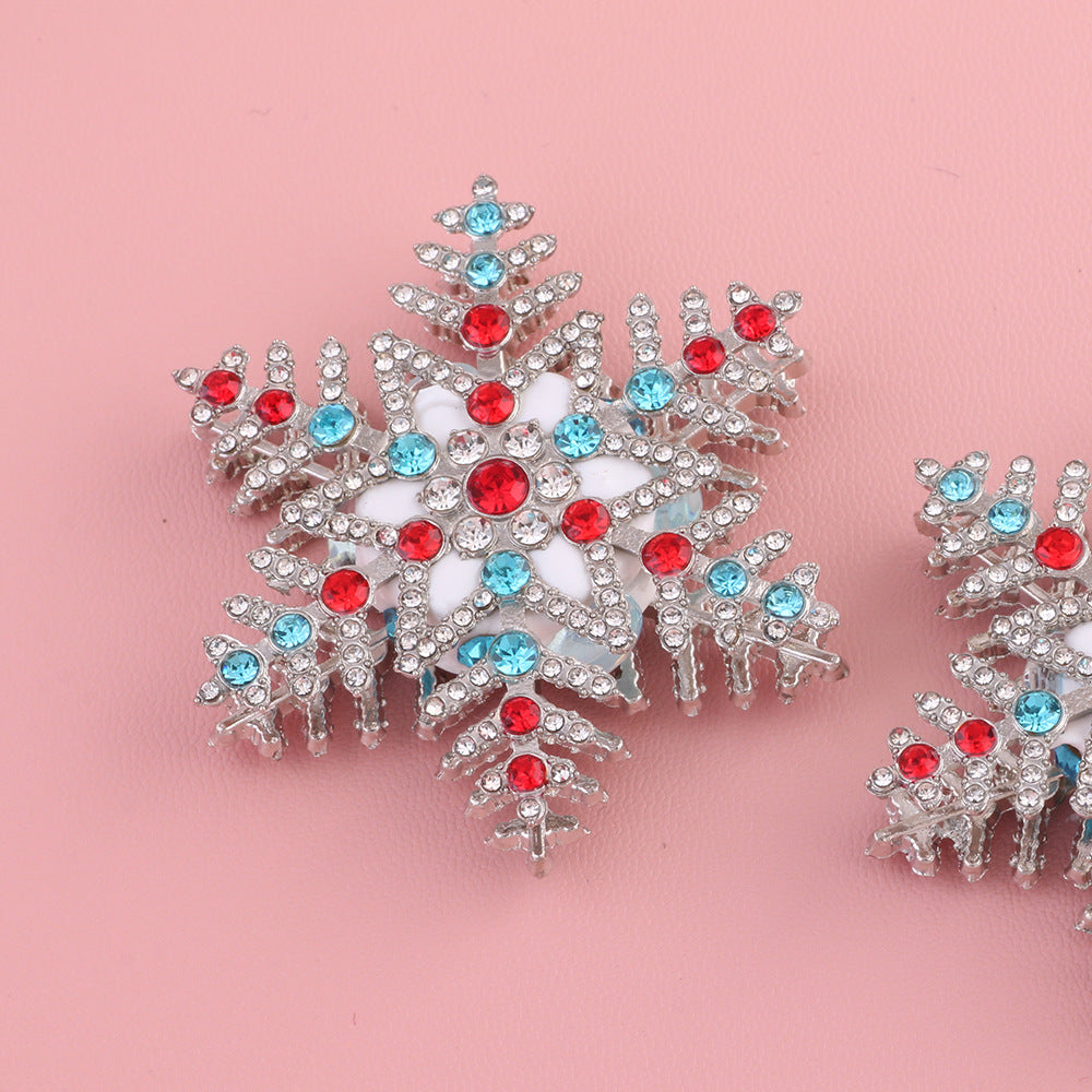 Wholesale  10pcs/pack  Double-sided Christmas snowflake rhinestone ball with straight hole  Fancy Beads