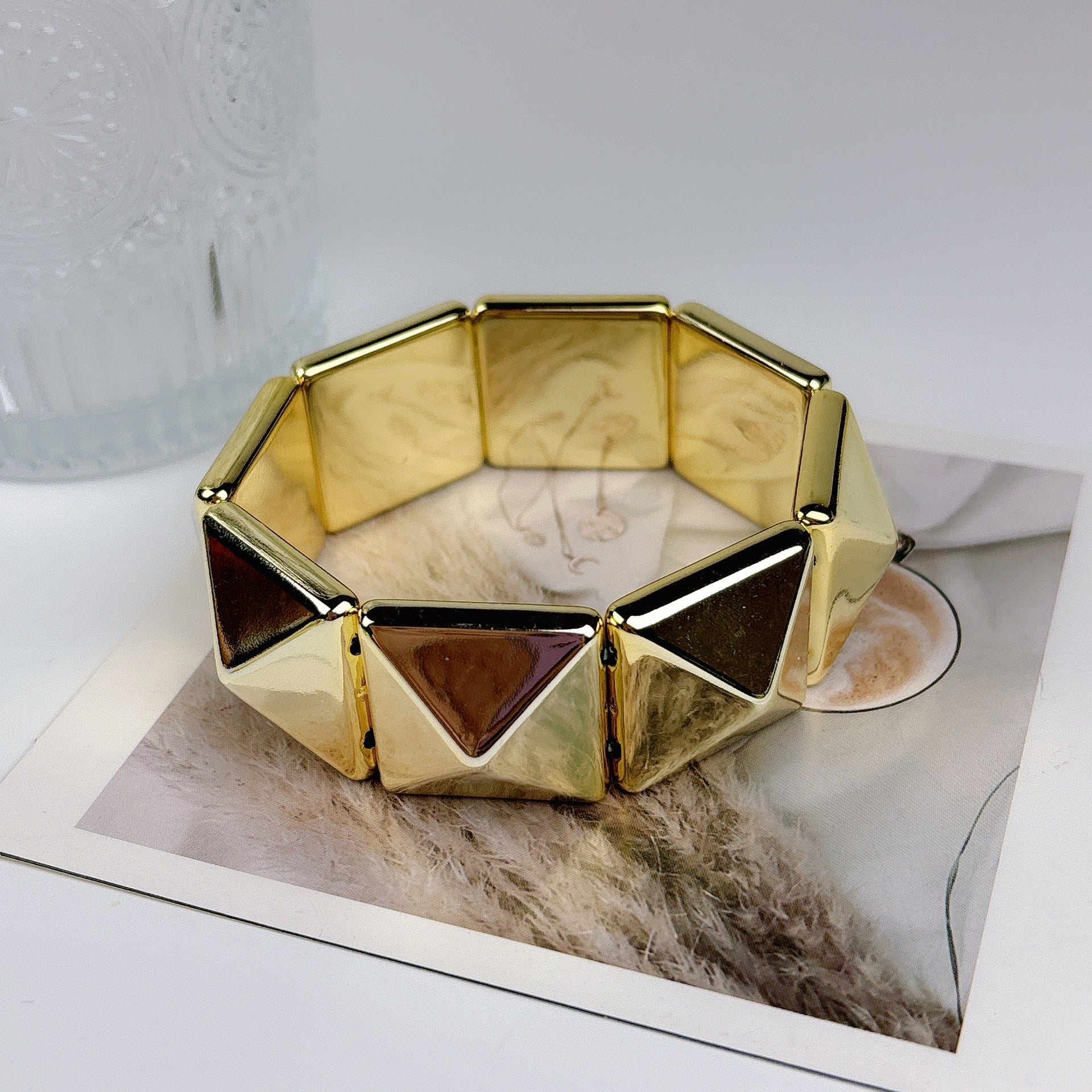 Wholesale trend street photography personality simple spiral pattern snake square stitching bracelet