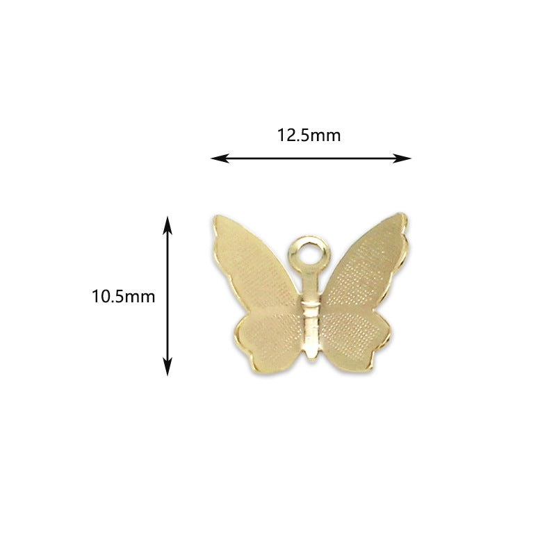 Wholesale DIY Copper Plated 18K True Gold Hollow Three-dimensional Butterfly Pendant Pendant Bracelet Anklet Earrings