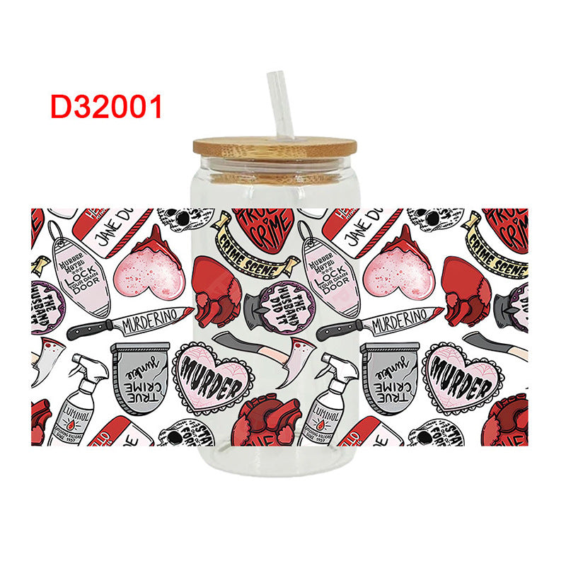 Wholesale Uv Transfer Sticker Glass Cup Crystal Label Crystal Sticker 16OZ UV DTF WRAPS
