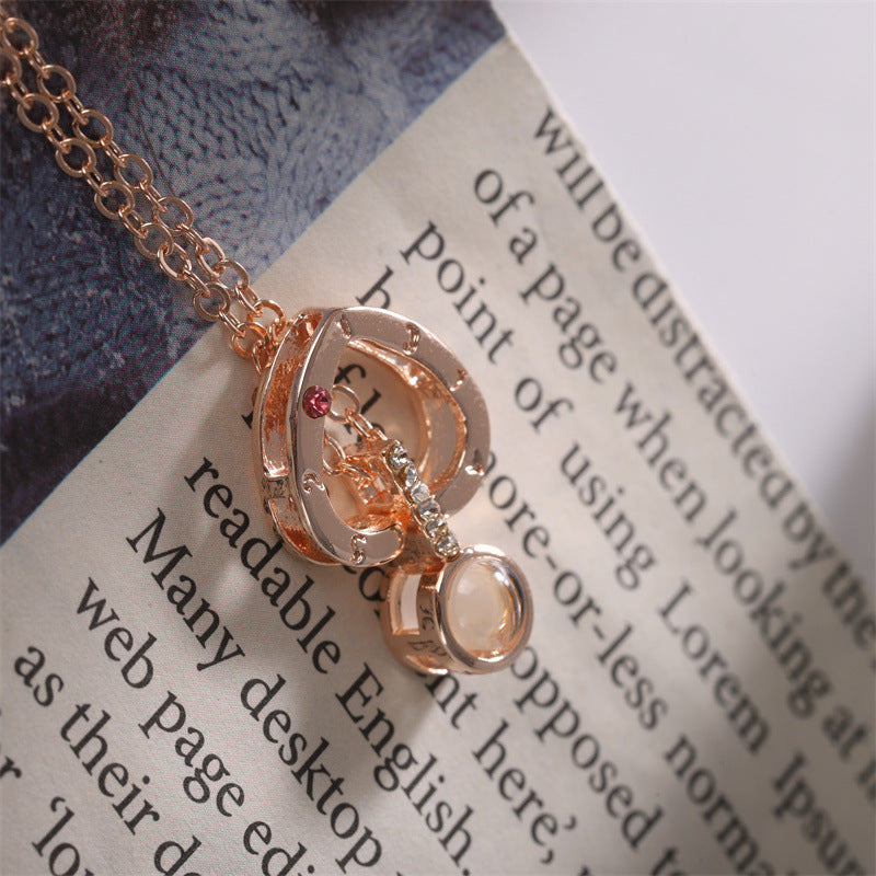 Wholesale Sterling silver creative diamond 100 languages I love you love heart projection clavicle necklace