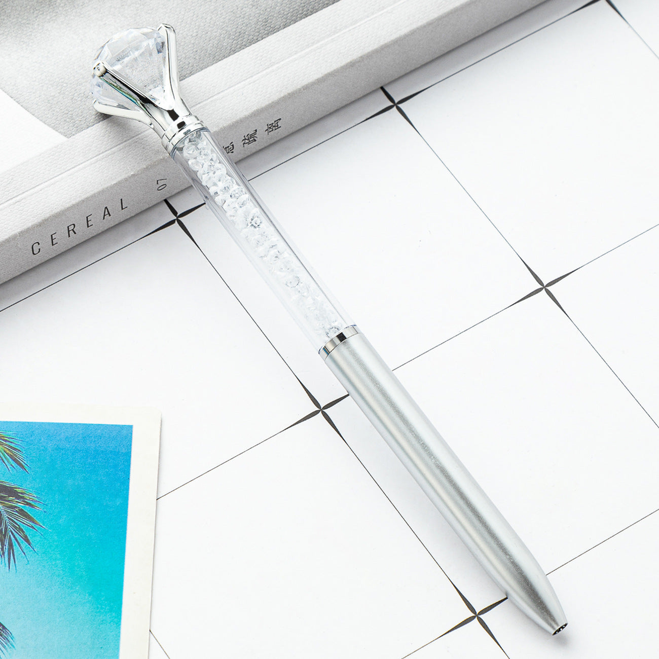 Wholesale Printing Logo Creative Big Diamond Plastic Ballpoint Pen