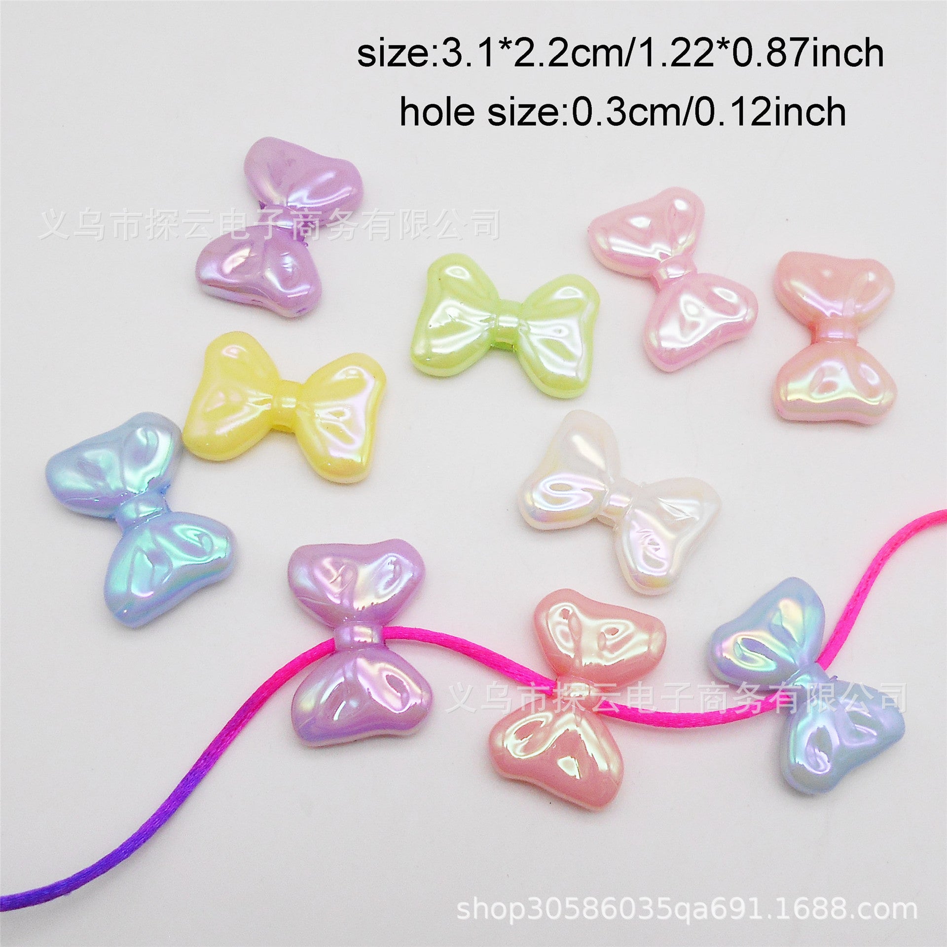 Wholesale 10pcs Plated Cartoon Bow Loose Acrylic Beads