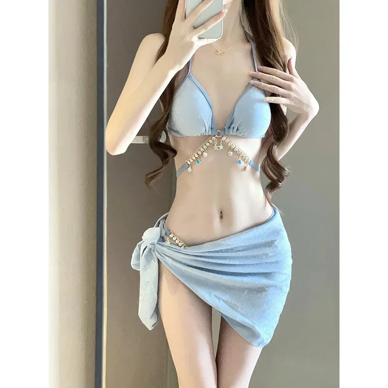 Wholesale Swimsuit strappy triangle bikini three-point sexy holiday swimsuit