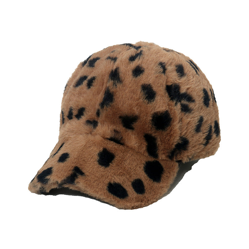 Wholesale Faux Rabbit Fur Leopard Plush Baseball Cap