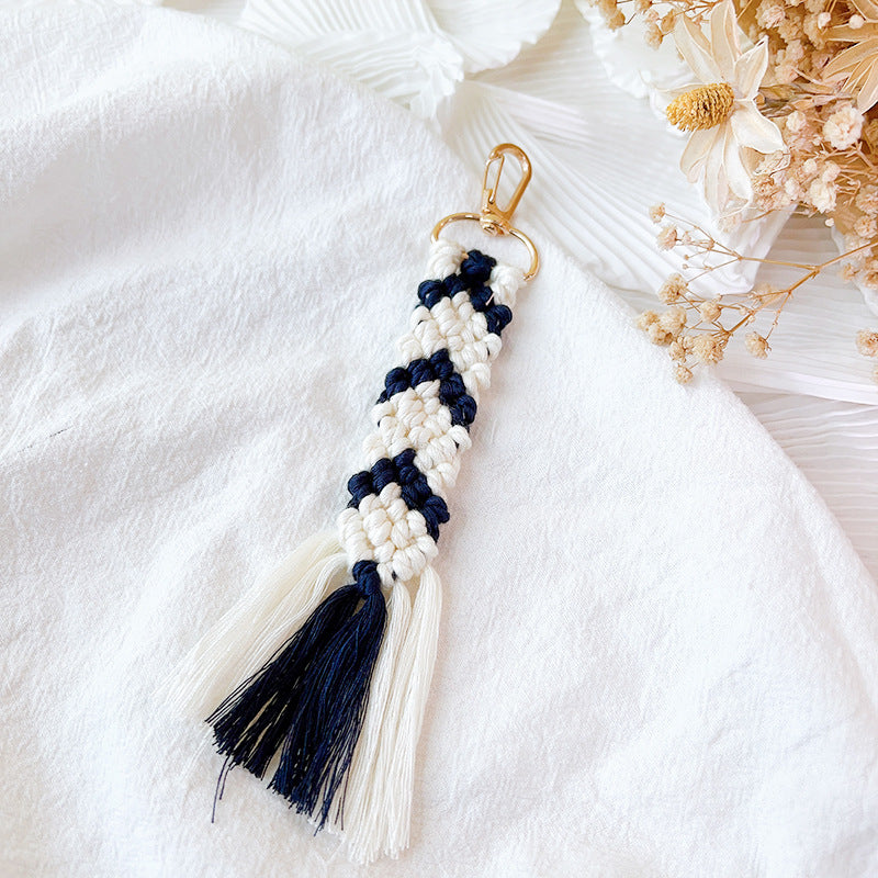 Wholesale Colorful Woven Cotton Rope Keychains