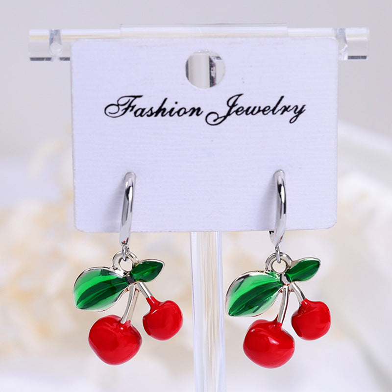 Wholesale Red cherry earrings exquisite cute pendant