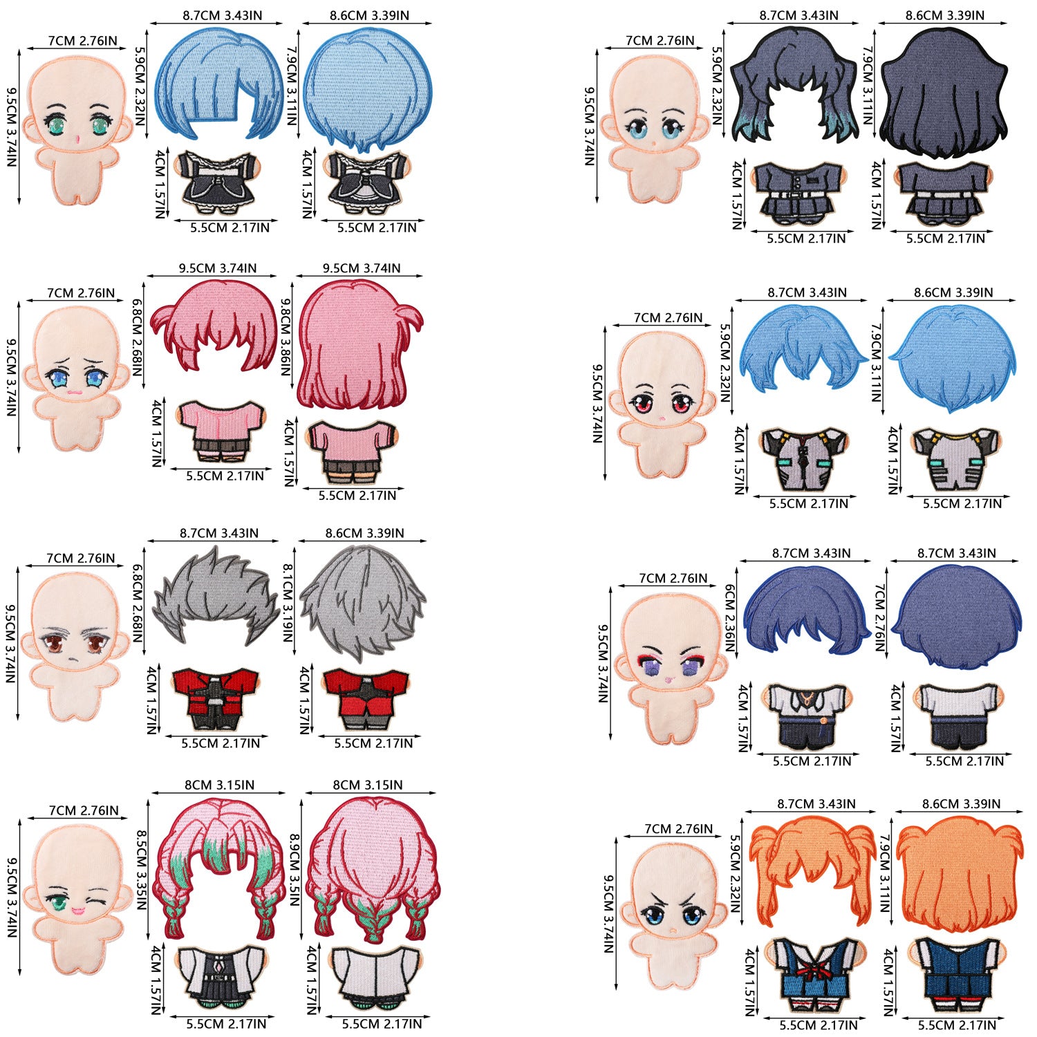 Wholesale Stylish DIY Non Woven Fabric Doll Embroidery Patch Kit 200 Sets Polyester Thread For Clothing Accessories OLY Exclusive