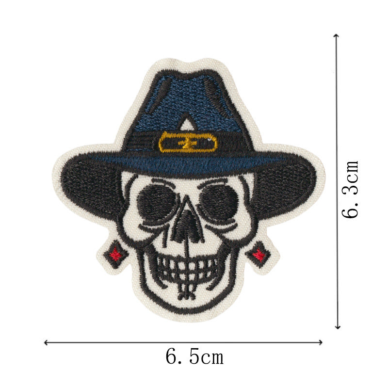 Wholesale Stylish Cartoon Skull Embroidered Iron On Patches 9 Piece Set For Towels Clothing DIY Accessories