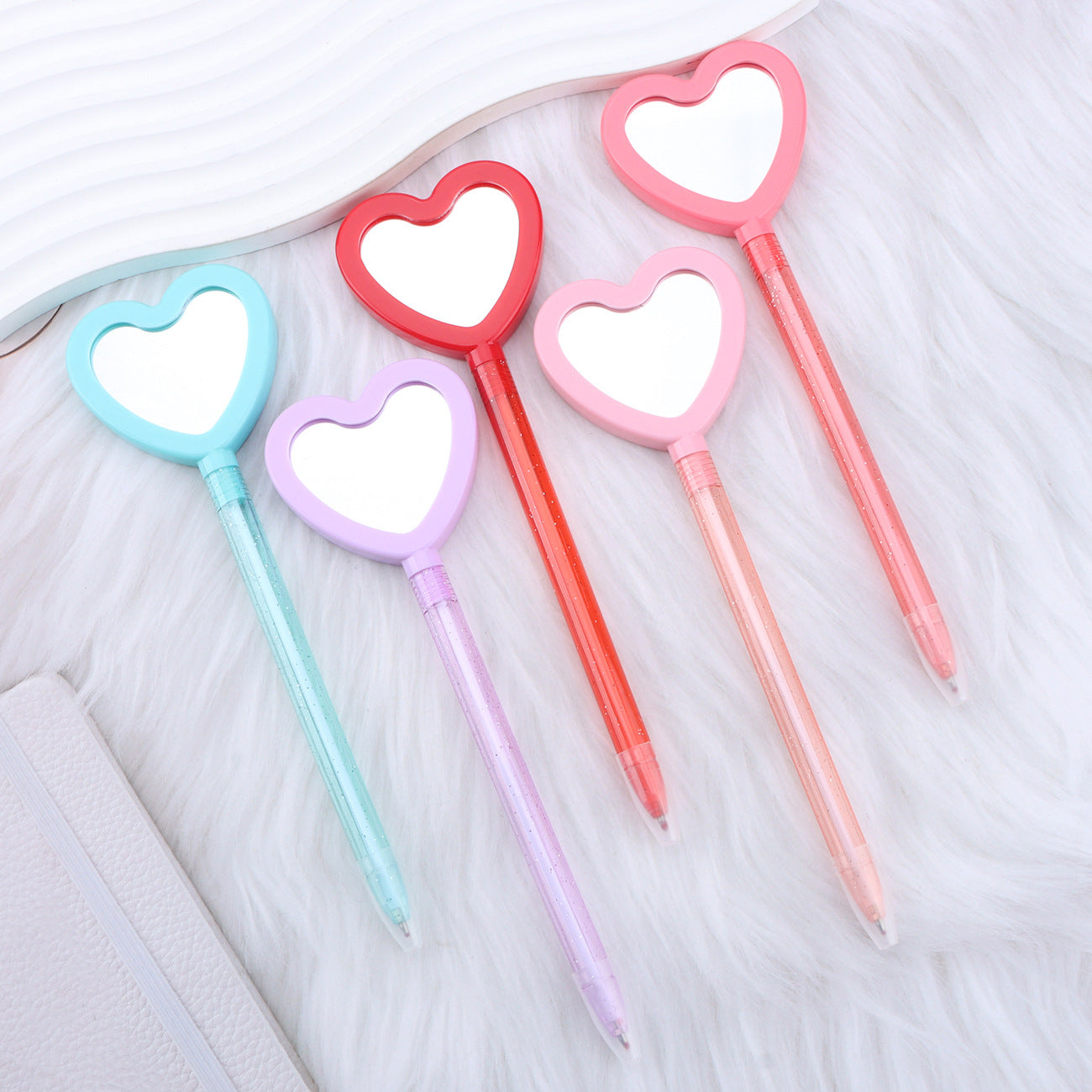 Wholesale Valentine' s Day Heart Handle Mirror Ballpoint Plastic Pen