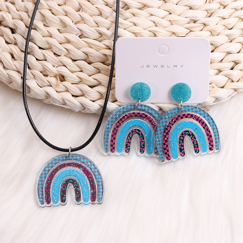 Wholesale Rainbow Fragmented Acrylic Earrings