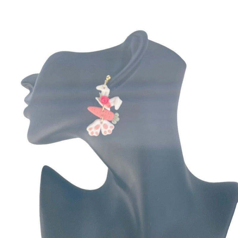 Wholesale  polymer clay Easter soft y carrot rabbit earrings