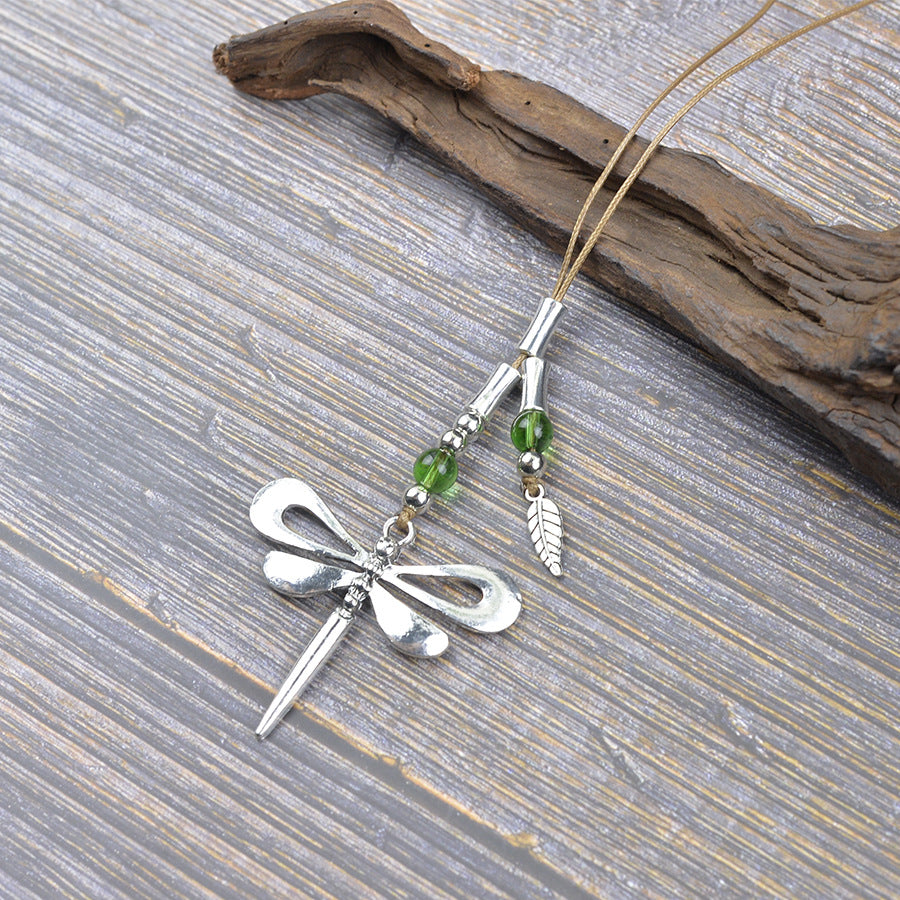 Wholesale Vintage Wax Rope Dragonfly Pendant Necklace