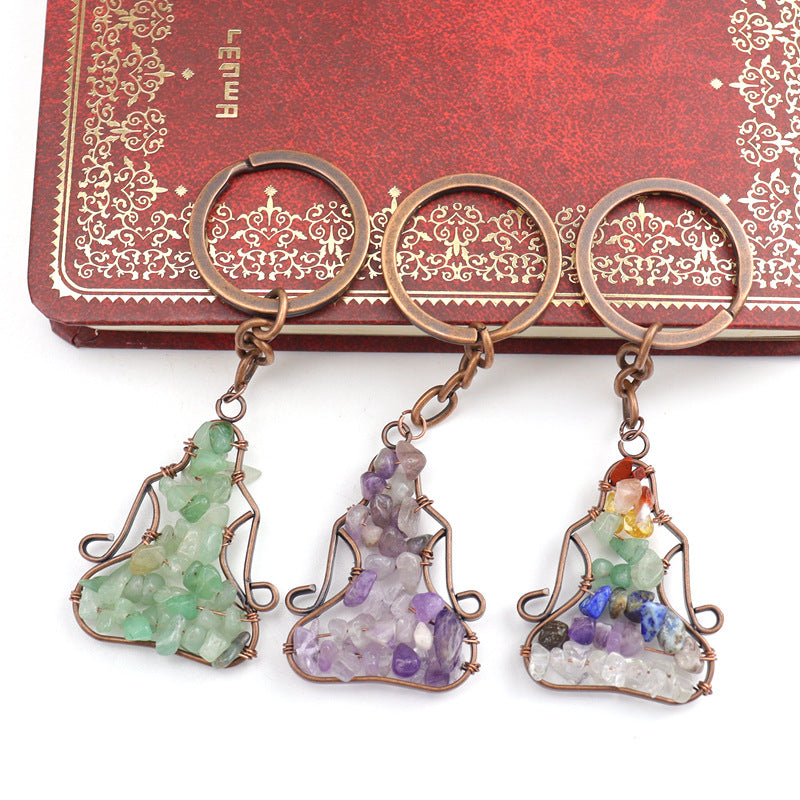 Wholesale Hand-wound Natural Crushed Stone Crystal Amethyst Keychain