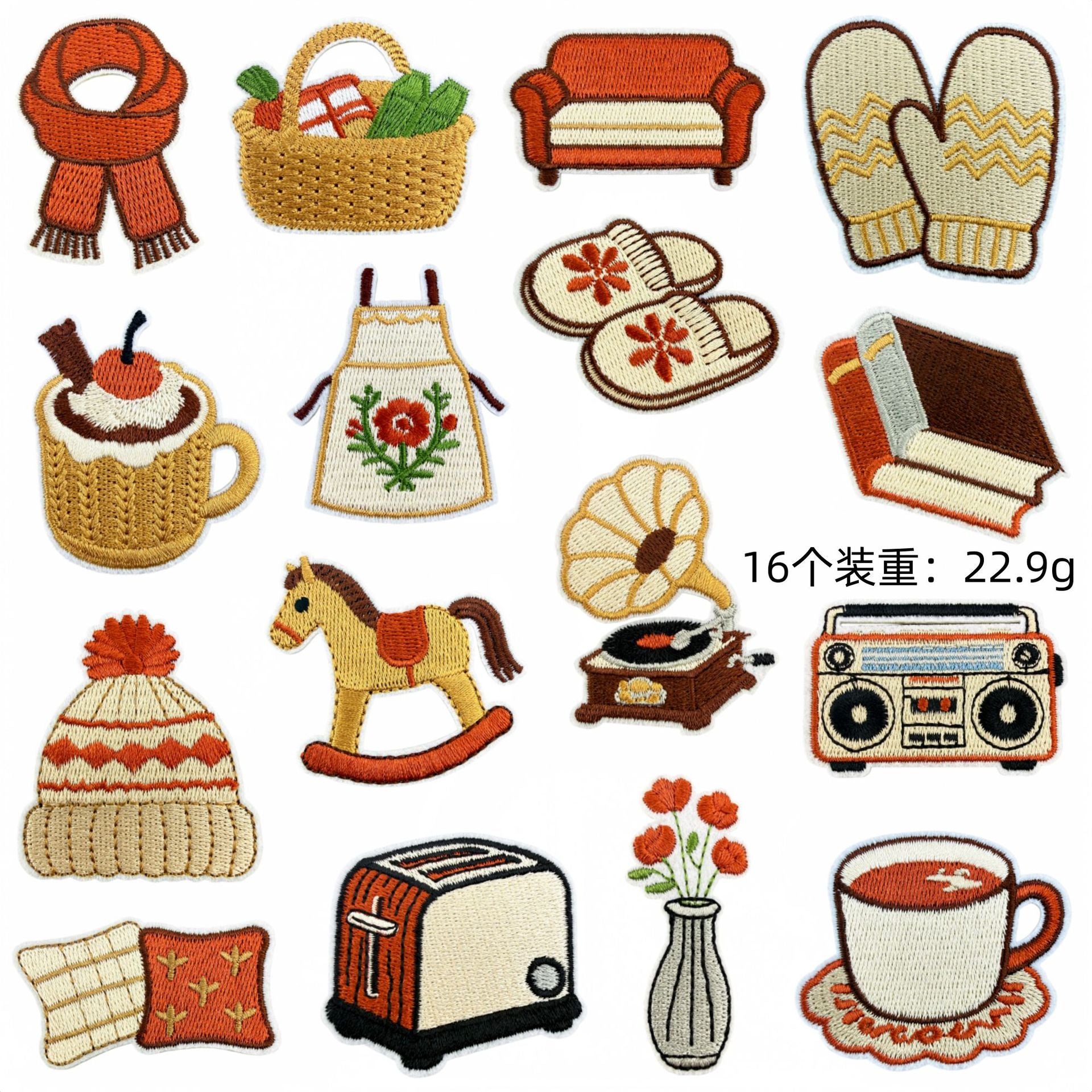 Wholesale 32Pc Home Theme Iron On Embroidered Patches DIY Sewing Decorative Appliques For Clothing Bags And Home Decor