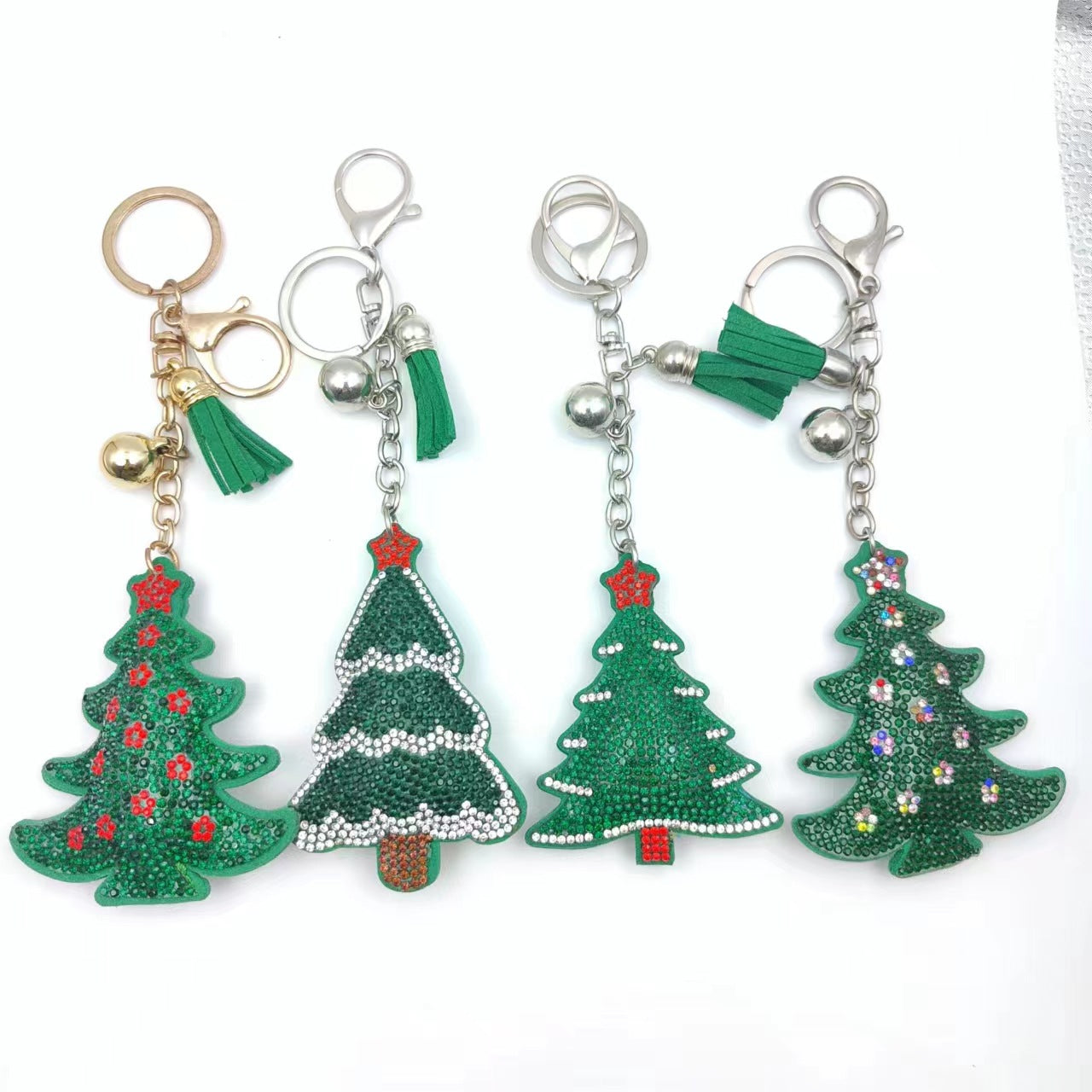 Wholesale Trendy Christmas Tree Rhinestone Velvet Keychain Pendant Holiday Gift Resale Accessory