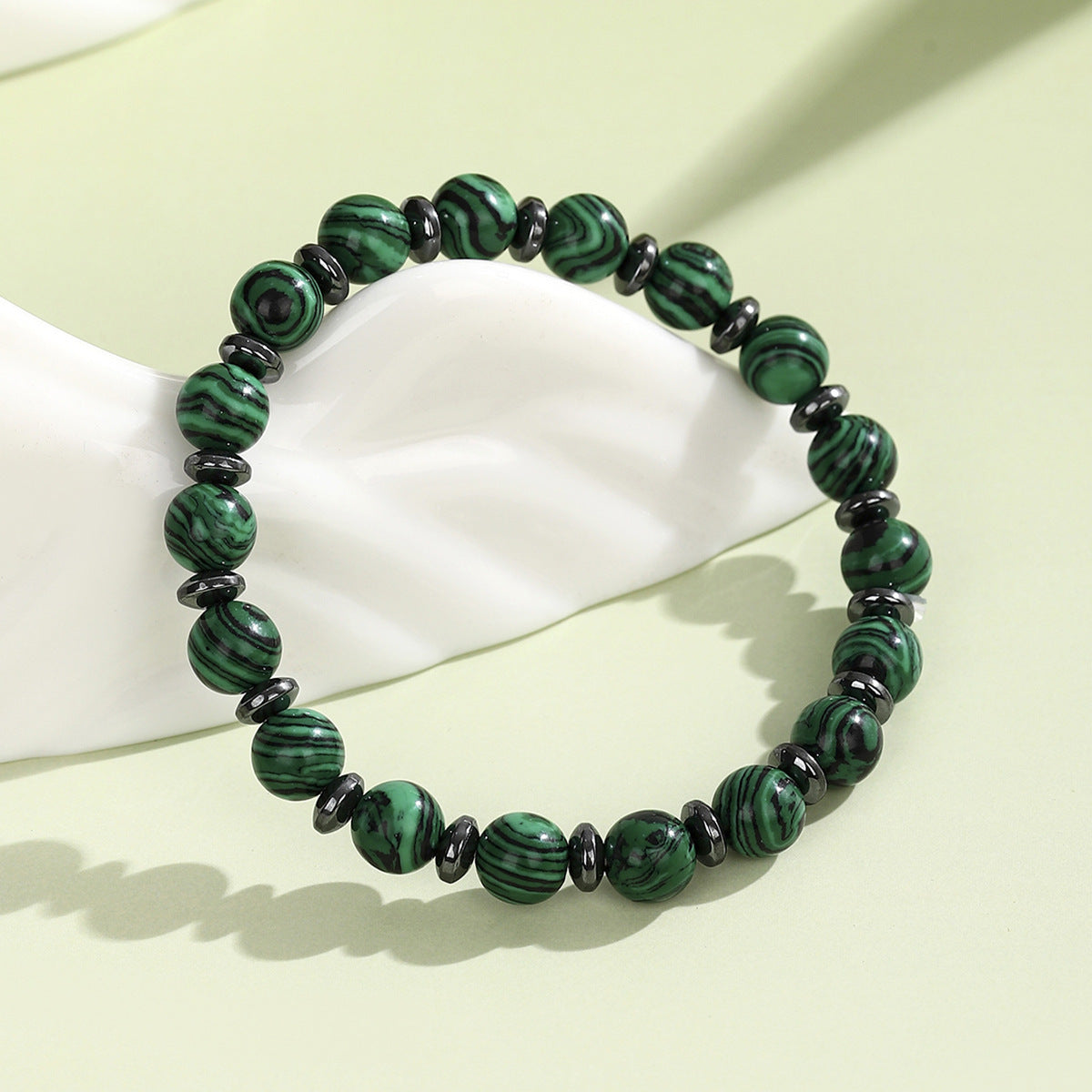 Wholesale Green Peacock Beaded Bracelet Punk Style Men' s Beaded Bracelet