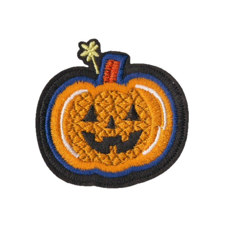 Wholesale  Embroidered Iron On Patches 9 Piece Set With Witch Pumpkin Cat Ghost Bat Designs For ets DIY Craft Supply Resale