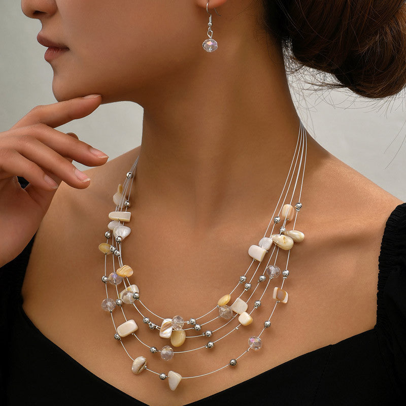 Wholesale Multilayer Crystal Alloy Necklaces