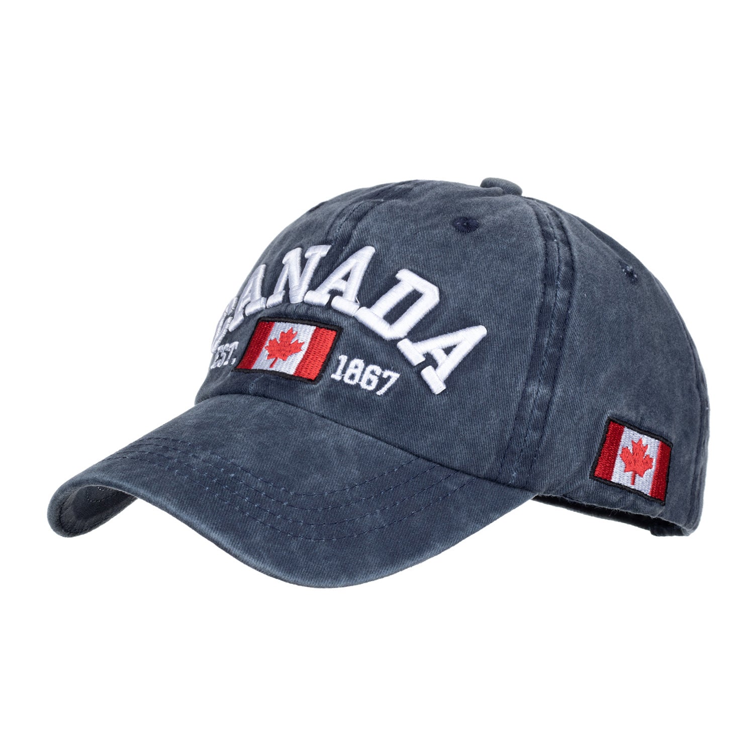 Wholesale CANADA Letter Washed Cotton Distressed Baseball Cap