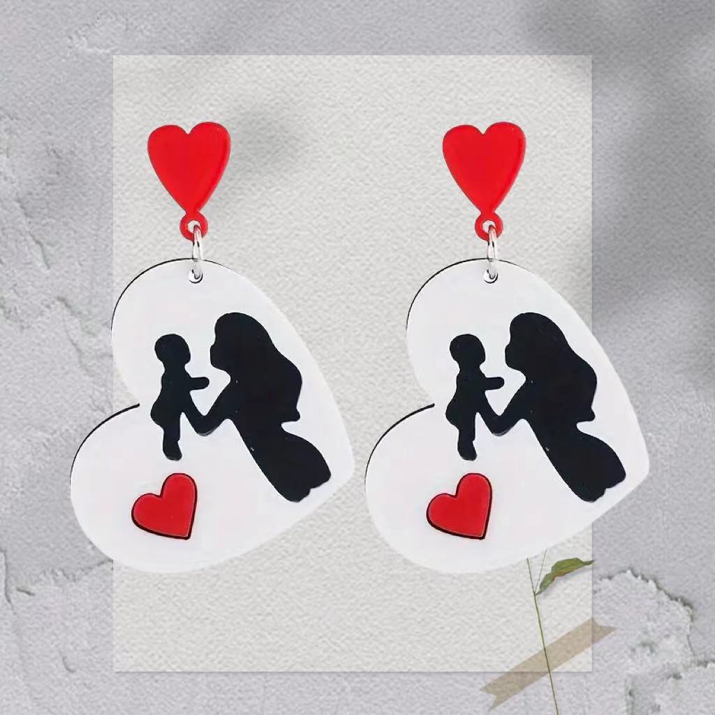 Wholesale Mother's Day Round Pendant Earrings Acrylic Earrings