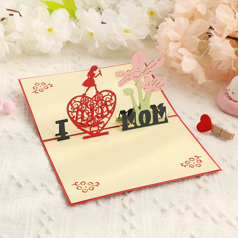 Wholesale Mother's Day Paper Three-dimensional Greeting Cards 3D Hot Stamping Ornaments