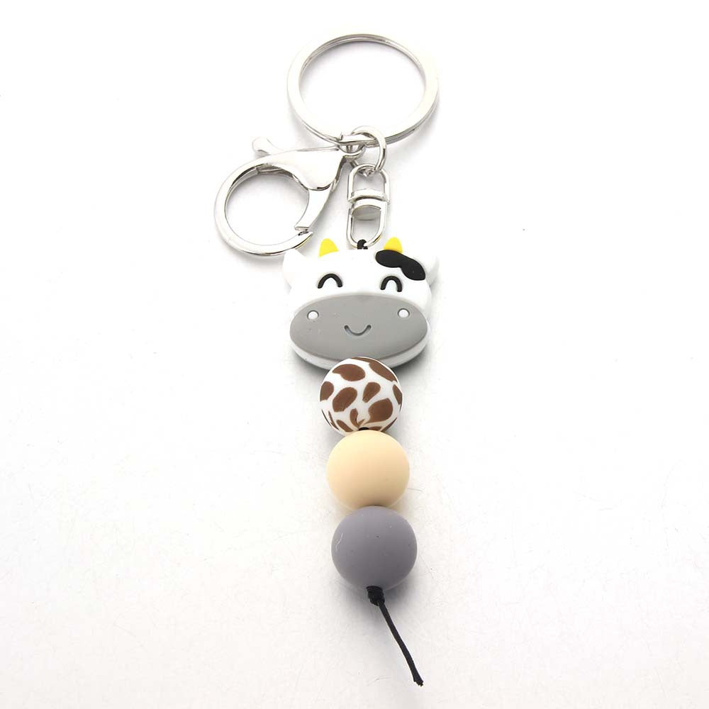Wholesale Cow Tooth Hat Letter Silicone Bead Keychain