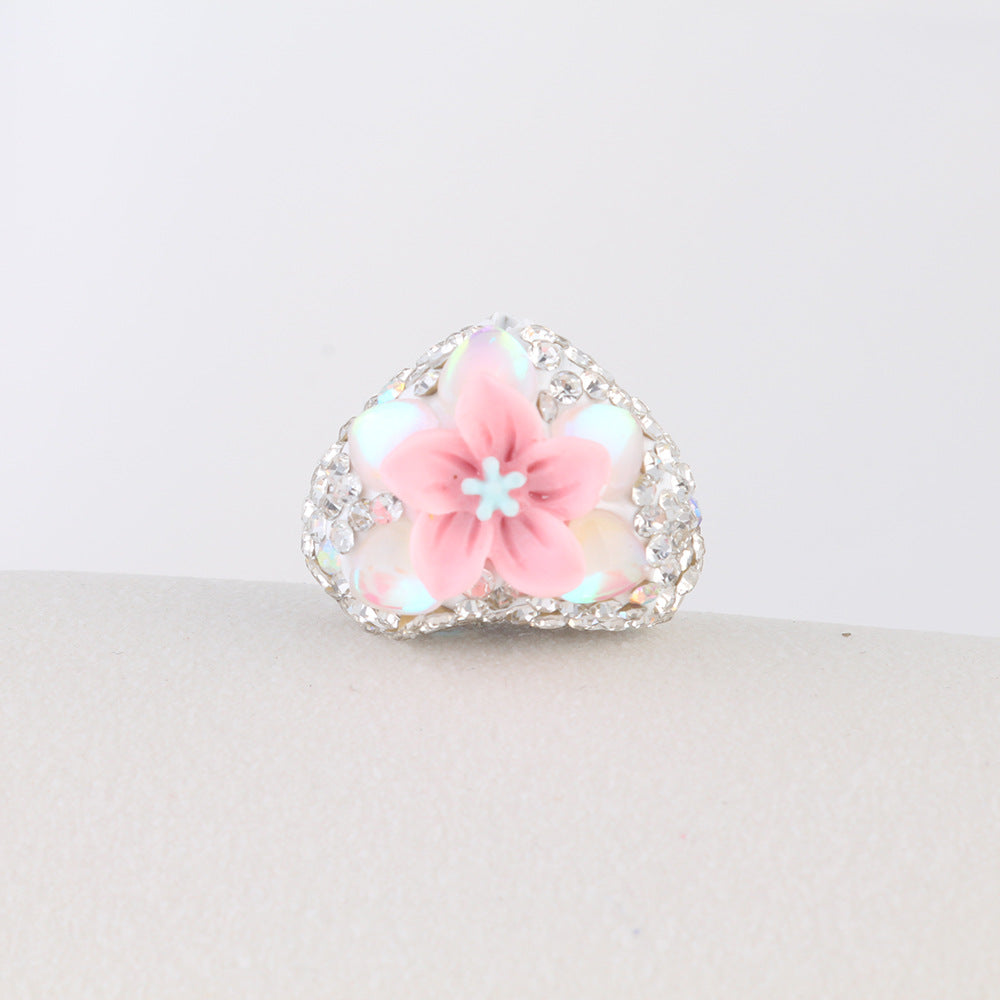 Wholesale 6pcs Flower Heart Soft Ceramic Diamond Ball Crystal Beads