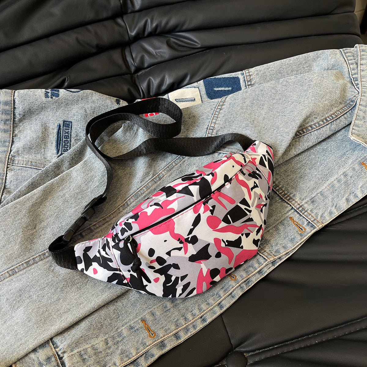 Wholesale Nylon fabric waist bag printed shoulder crossbody bag