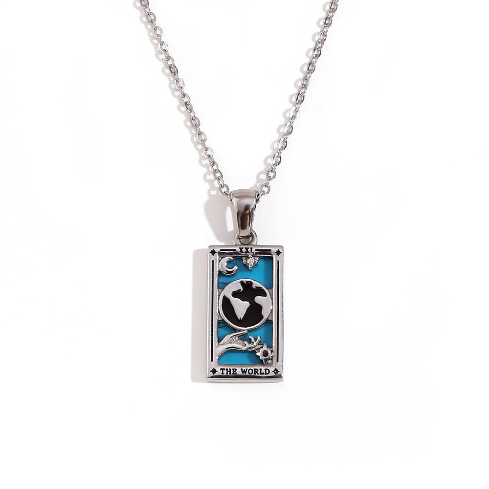 Wholesale Gold and silver Tarot card Stainless Steel Necklace