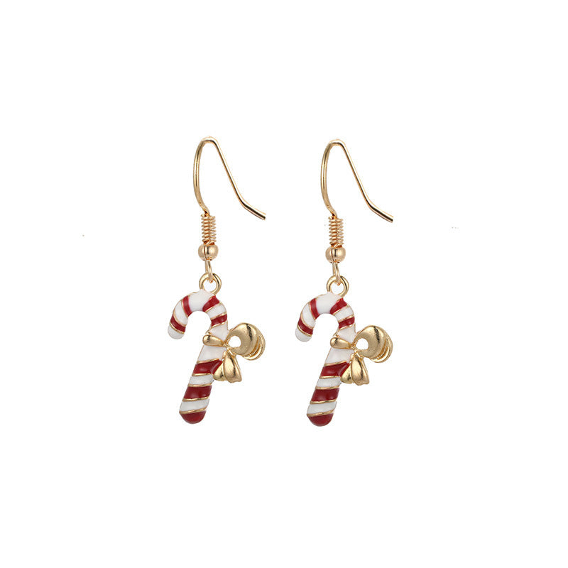 Wholesale Christmas Series Fashion Alloy Christmas Tree Old Man Bell Elk Candy Cane Earrings