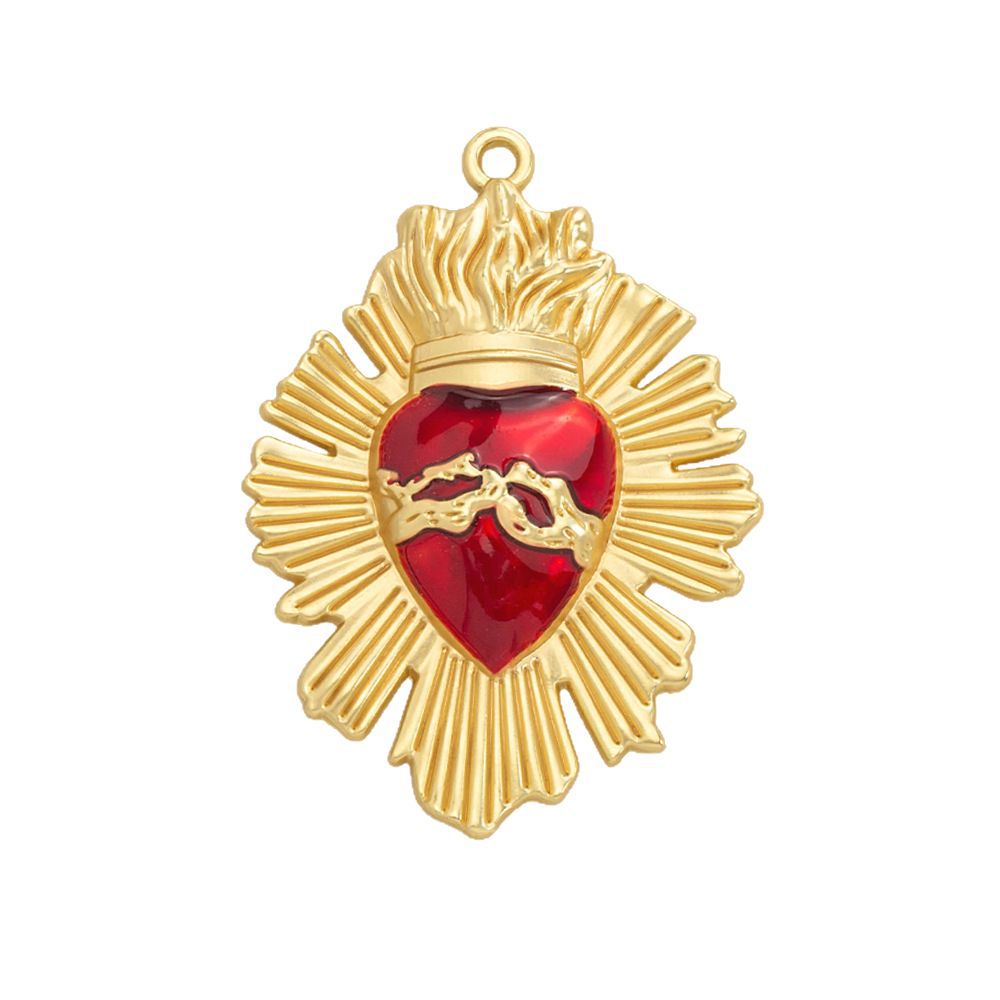 Wholesale 20pcs Retro Gothic style red heart alloy relief accessories love wings necklace pendant