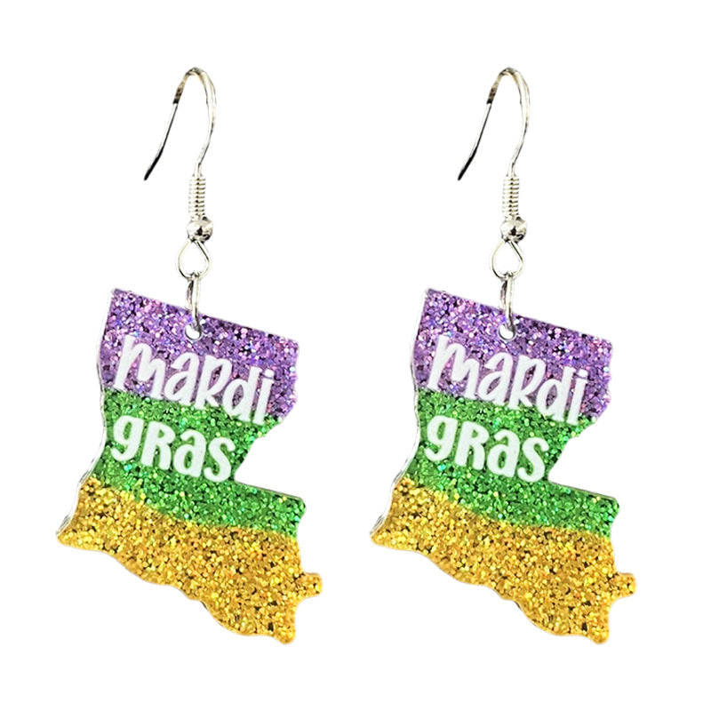 Wholesale Carnival Shining Parade Boots Map Bow Earrings