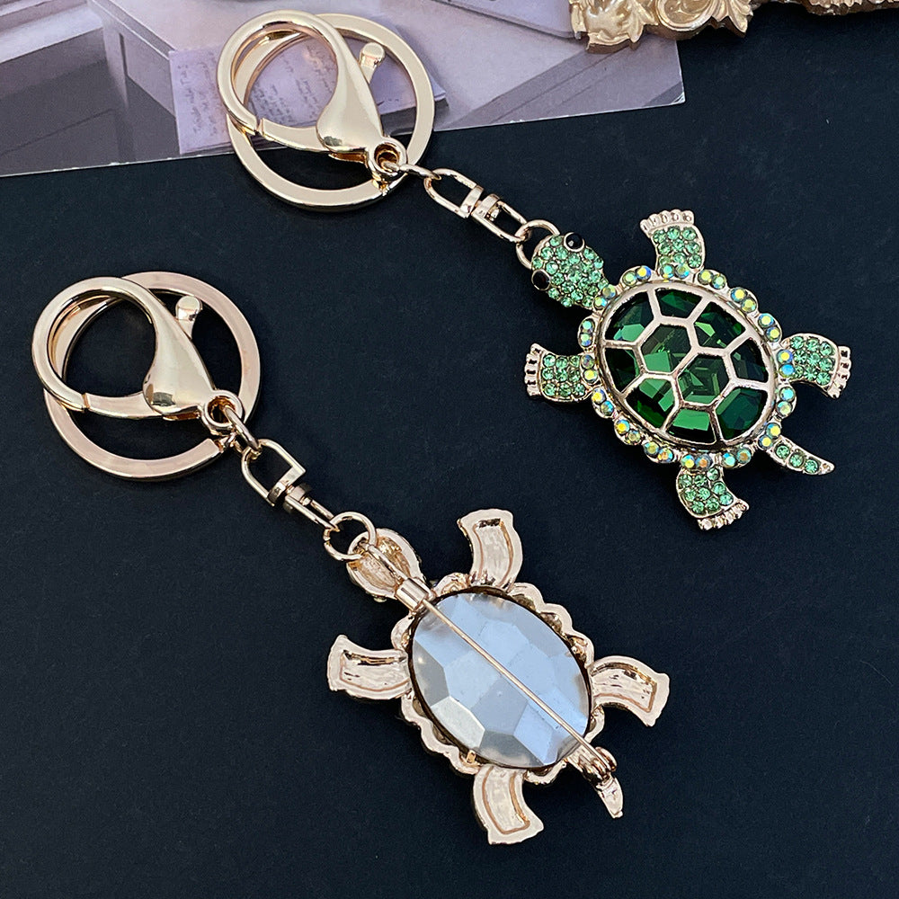 Wholesale Colorful Rhinestone Metal Cute Turtle Keychain