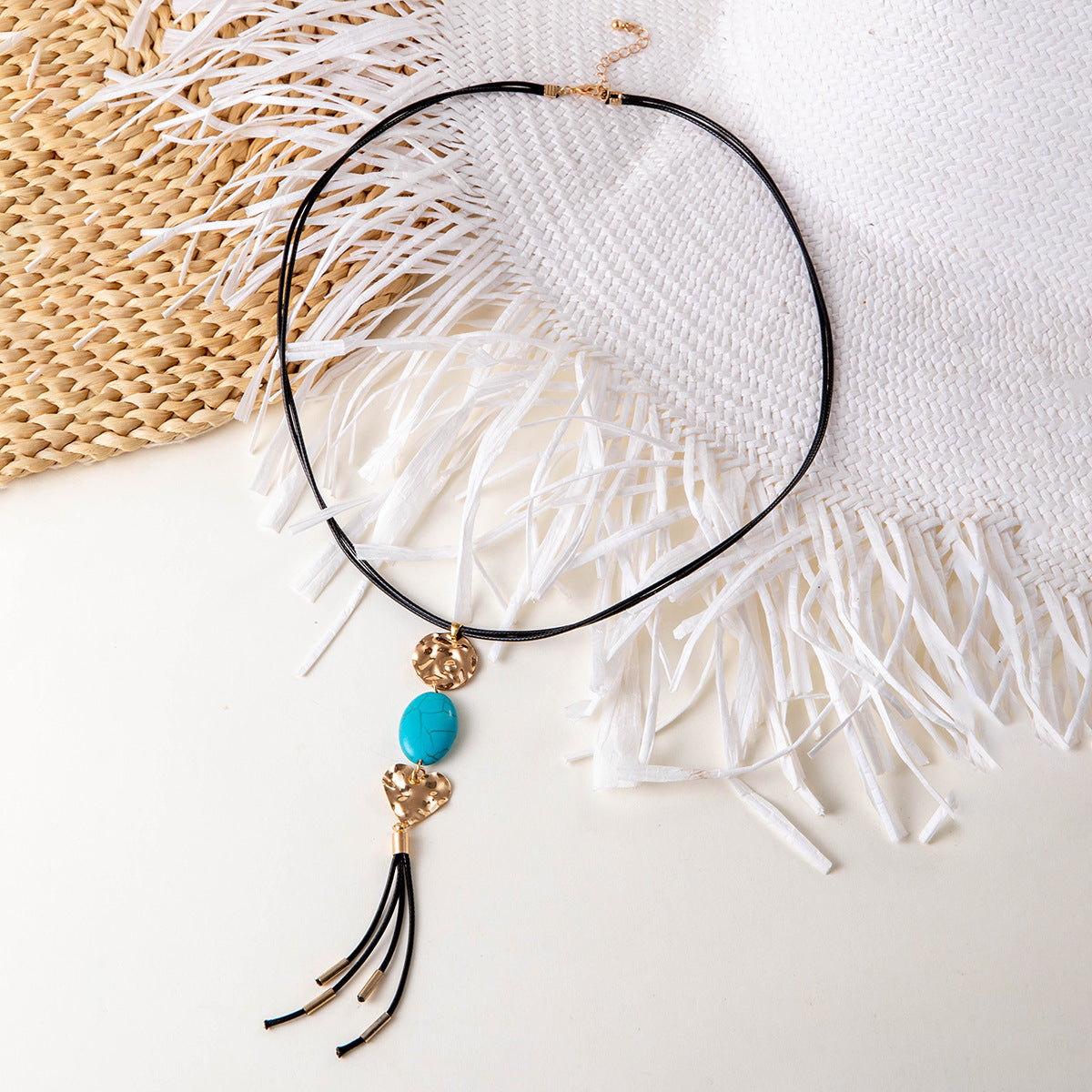 Wholesale Vintage Turquoise Pendant Sweater Chain Long Tassel Necklace