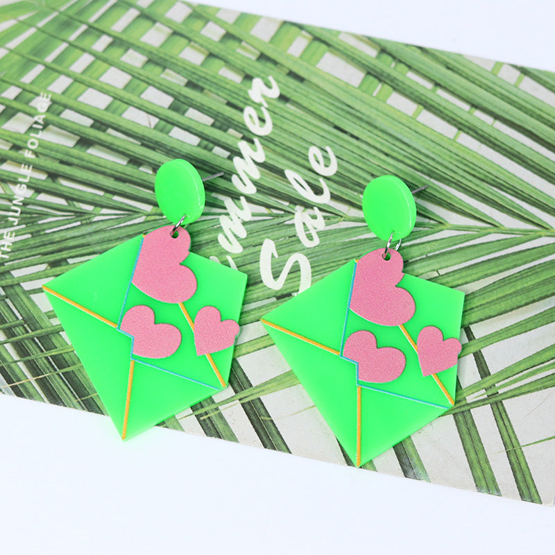 Wholesale Valentine's Day Love Envelope Acrylic Earrings