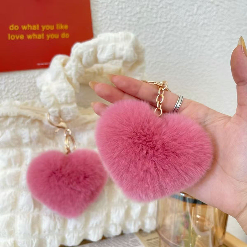 Wholesale Cute Heart shaped Hairball Pom Pom  Keychain
