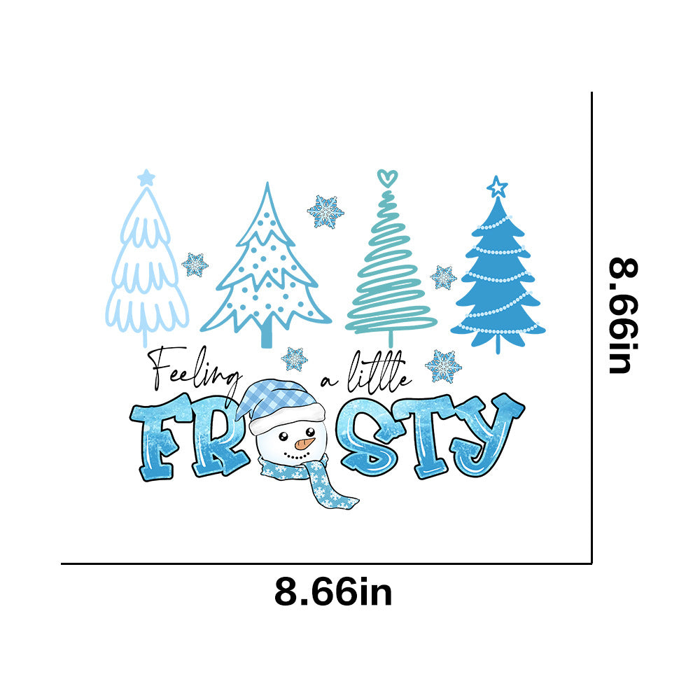 Wholesale 10pcs/pack Winter snowflake white ink heat transfer sticker for clothing  UV DTF ready-to-use transfer stickers