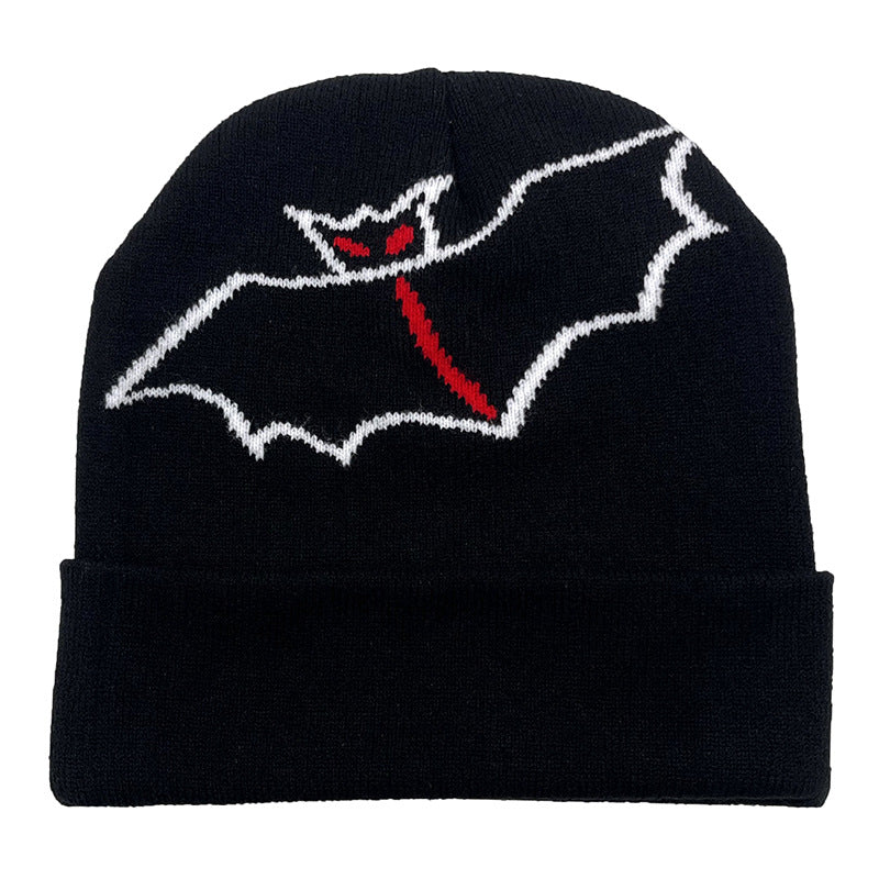 Wholesale Bat Orange Black Cartoon Jacquard Wool Knitted Acrylic Hat