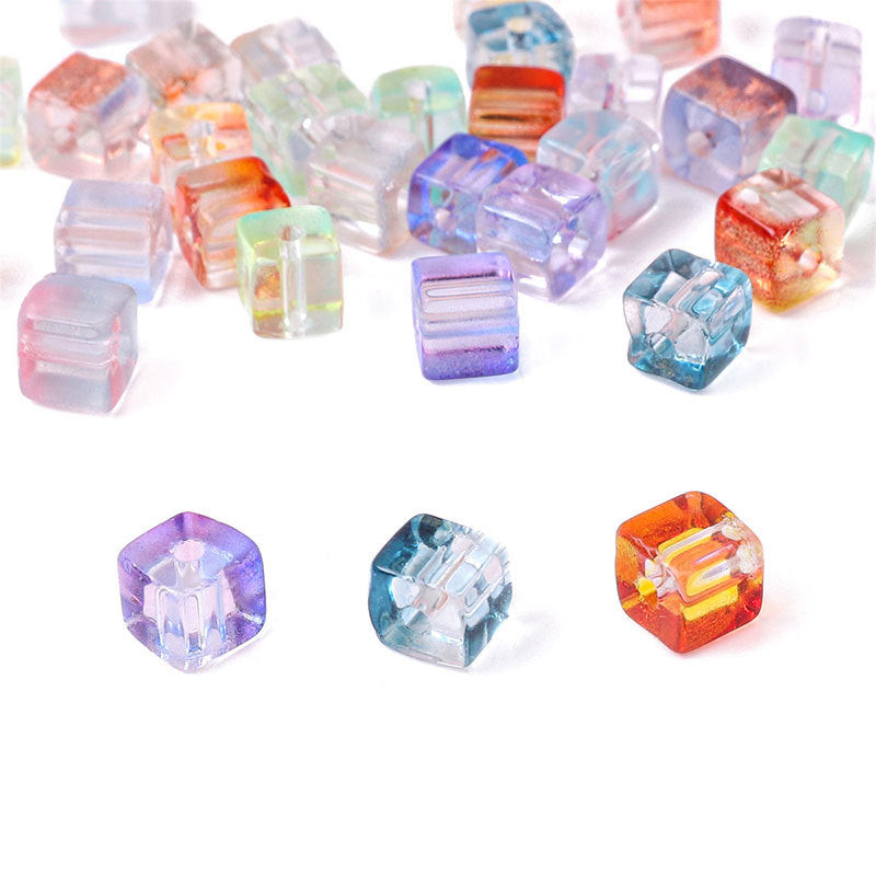 Wholesale Glass Gradient Sugar Cube Beads