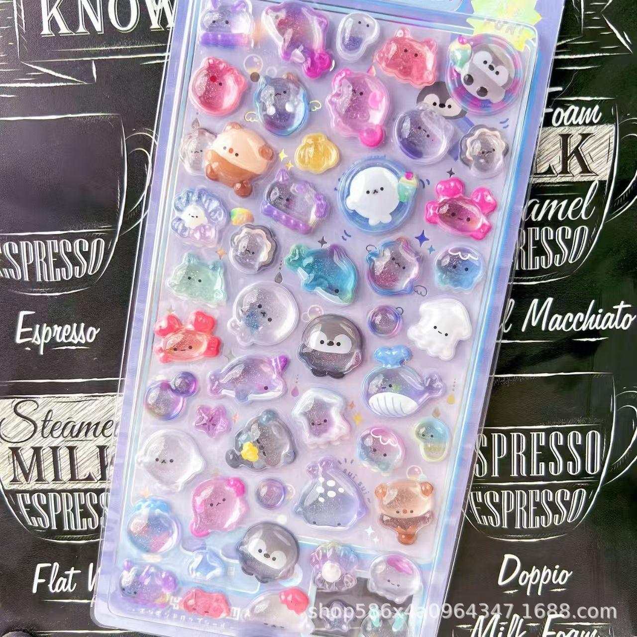 Wholesale 10pcs Cartoon Fun Hollow Crystal Cute Animal 3D Stickers OLY Exclusive