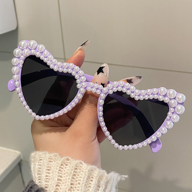 Wholesale Heart shaped Party Love Pearl Sunglasses