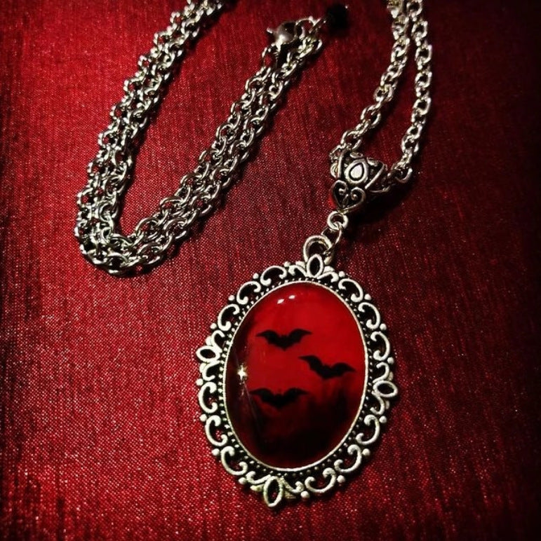 Wholesale  Gothic Blood and Bat Dracula Inspired Resin Necklace Pendant Necklace