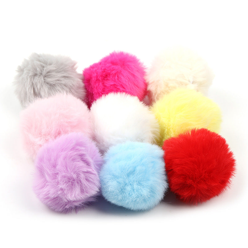 Wholesale 4cm 5pcs Fur Ball Color Faux Plush Pendant DIY Keychain