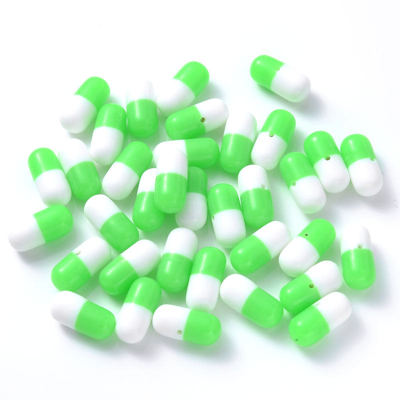 Wholesale 100pcs/pack 6*12mm Half-hole Imitation Pill Capsule Resin Beads