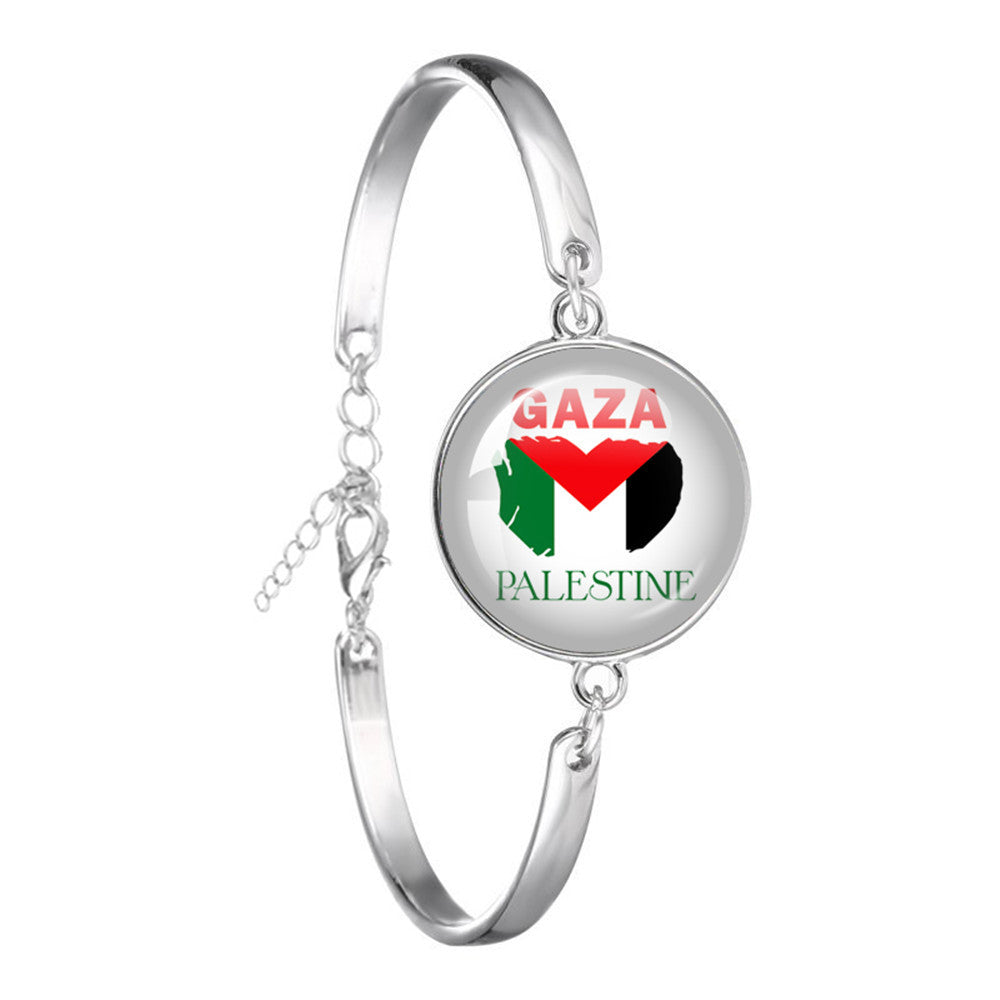 Wholesale Creative Flag Badge Pattern Time Gemstone Bracelet