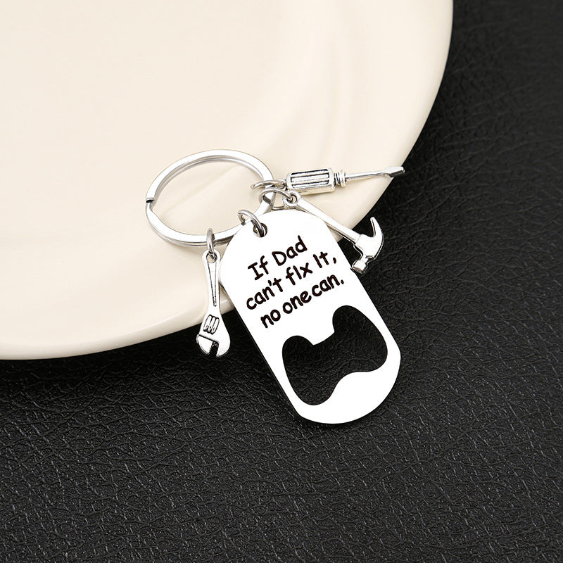 Wholesale Stainless Steel Father's Day Bottle Opener Laser Engraving Gift Keychain